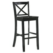Linon Torino 30 Cross-Back Indoor Wood Bar Stool, Black