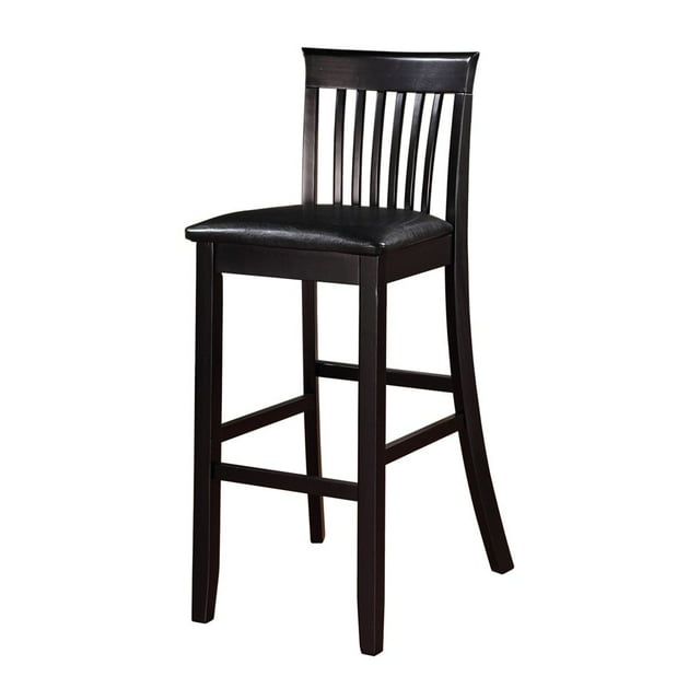 Linon Torino Full Back Wood Bar Stool 30 Seat Height Black Finish