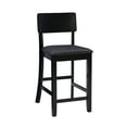 thumbnail image 1 of Linon Torino Full Back Wood Counter Stool, 24" Seat Height, Black Finish with Dark Brown Fabric, 1 of 9