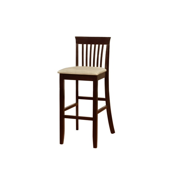 Linon Torino Low Back Wood Bar Stool, 30.75" Seat Height, Espresso Finish with Jute Fabric