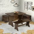 thumbnail image 1 of Linon Trefny 3-Piece Backless Corner Breakfast Nook Dining Set with Storage, Walnut, 1 of 26