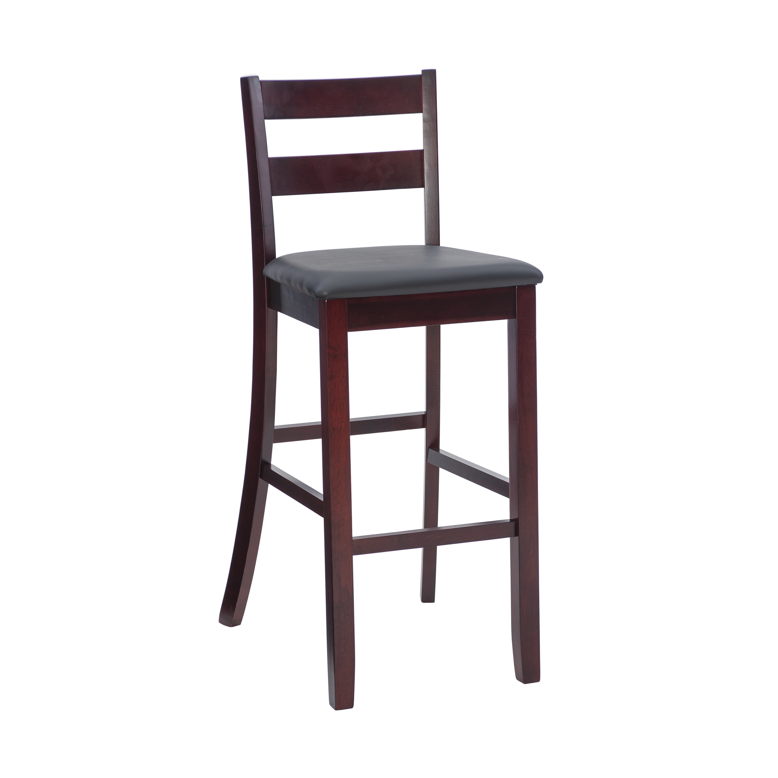 Torino 31" Ladder Back Merlot Wood & Brown Faux Leather Barstool