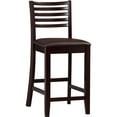 thumbnail image 1 of Linon Triena Wood Ladder Back Faux Leather Seat 25" Counter Stool in Merlot, 1 of 4