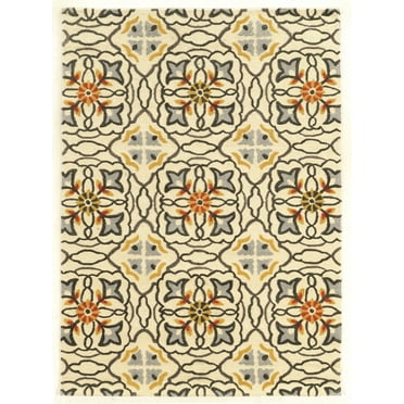 Linon Trio Betti Hand Tufted Polyester 5'x7' Rug in Ivory