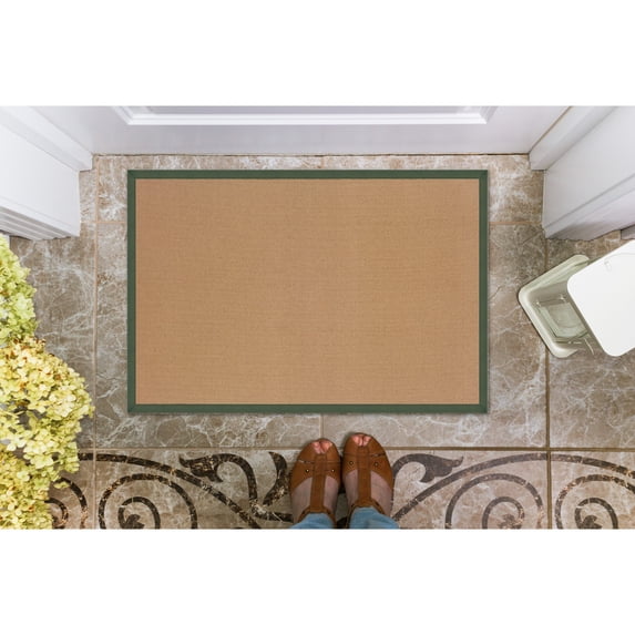 Contemporary Home Living 1.75' x 2.75' Tufted Wool Area Throw Rug - Tan and Green