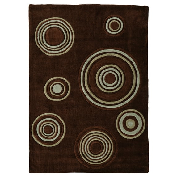 Linon Trio Brinlee Hand Tufted Polyester 1'10"x2'10" Rug in Chocolate Brown