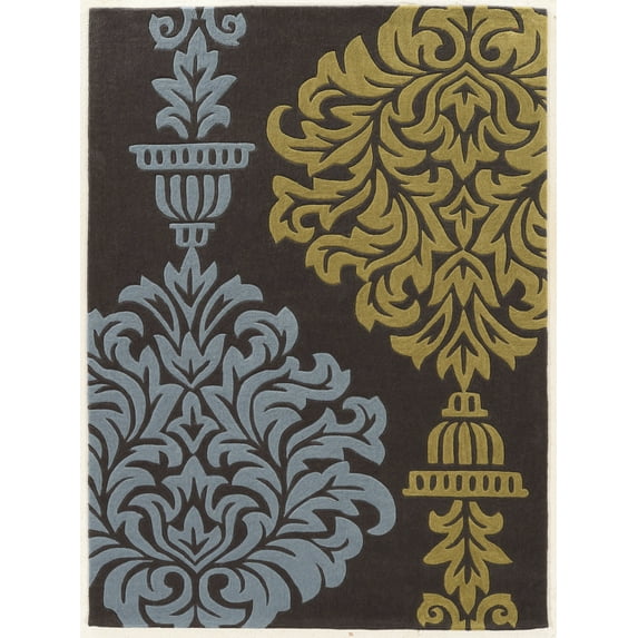 Linon Trio Burdette Hand Tufted Polyester 5'x7' Rug in Gray