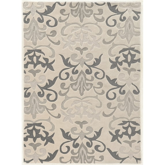 Linon Trio Chasm Hand Tufted Polyester 8'x10' Area Rug in Ivory
