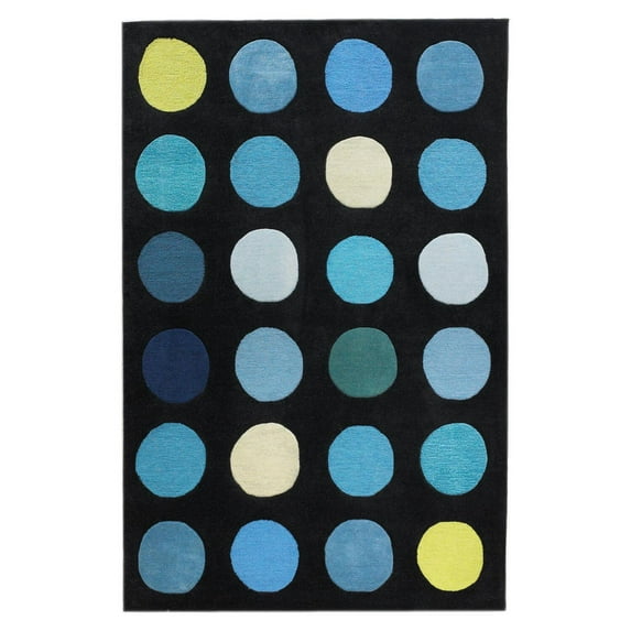 Linon Trio Collection Hand Tufted Rectangle Rug - Color:Aubergine/Green,Size:5' x 7'-Color:Black/Blue,Size:5' x 7'