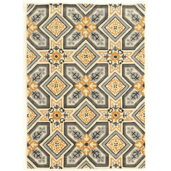 Linon Trio Collette Hand Tufted Polyester 5'x7' Rug in Gray