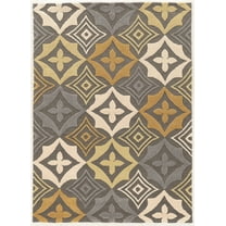 Linon Trio Emblem Hand Tufted Polyester 5'x7' Area Rug in Gray