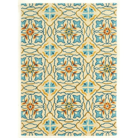 Linon Trio Ettie Hand Tufted Polyester 8'x10' Rug in Ivory