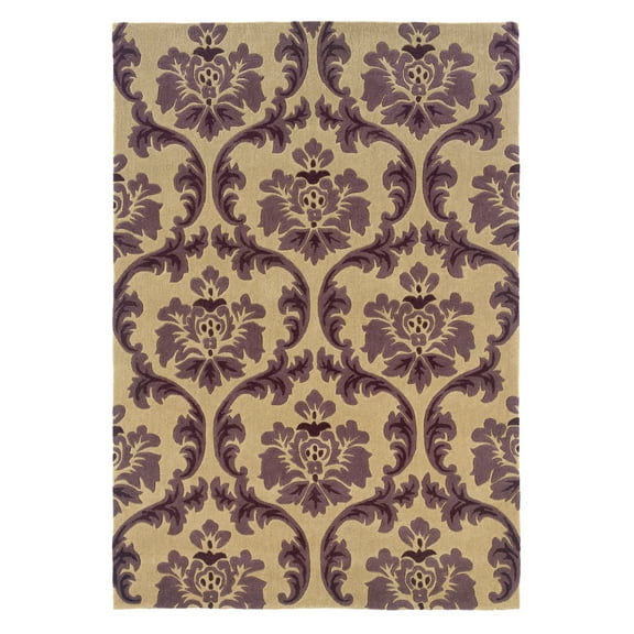 Linon Trio Fiona Polyester 5'x7' Area Rug in Cream & Purple