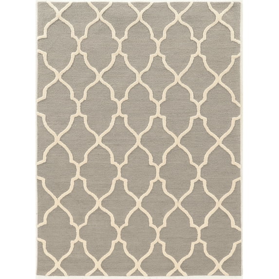 Linon Trio Geo Hand Tufted Polyester 5'x7' Rug in Gray