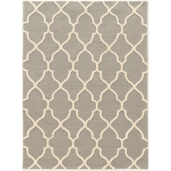 Linon Trio Geo Hand Tufted Polyester 8'x10' Rug in Gray