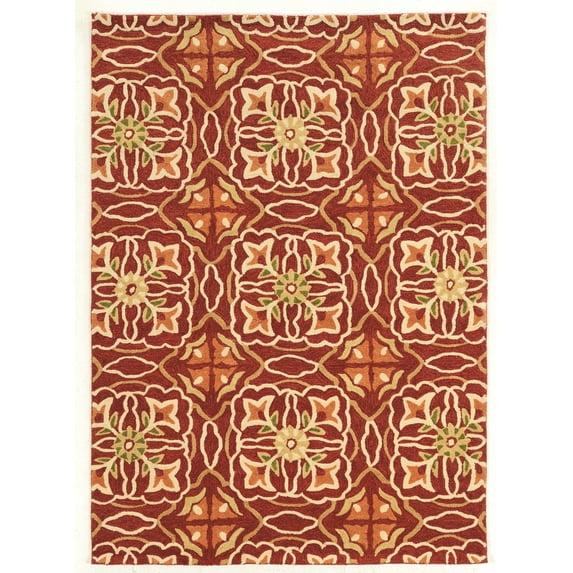 Linon Trio Ikat Hand Tufted Polyester 5'x7' Area Rug in Ivory