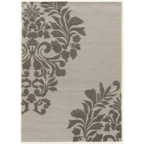 Linon Trio Medallion Hand Tufted Polyester 5'x7' Rug in Gray