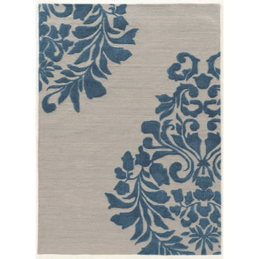 Linon Trio Medallion Hand Tufted Polyester 5'x7' Rug in Ivory