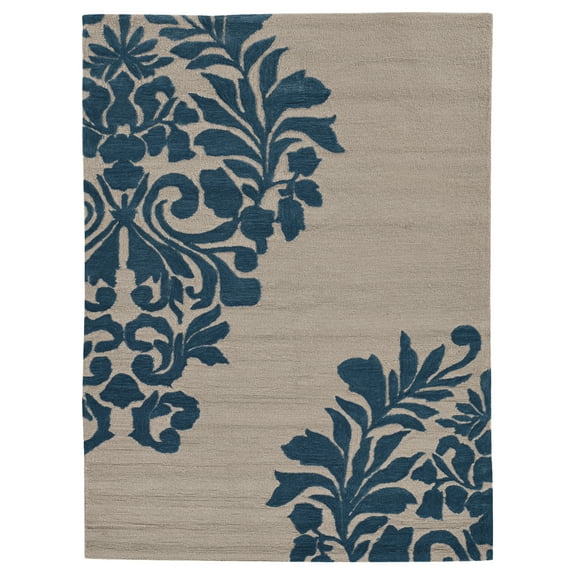 Linon Trio Medallion Hand Tufted Polyester 8'x10' Rug in Ivory