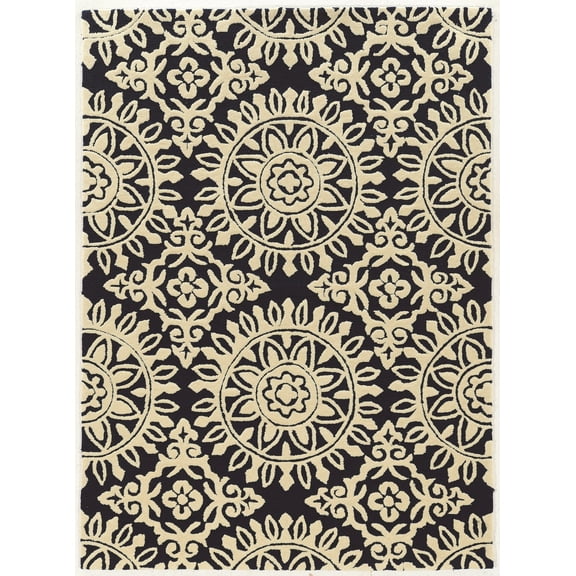 Linon Trio Melinda Hand Tufted Polyester 5'x7' Area Rug in Navy