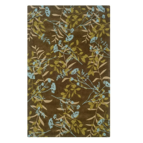 Linon Trio Rectangular Rug in Chocolate and Spa Blue-8' x 10'