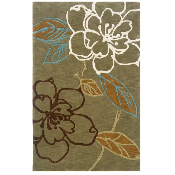 Linon RUG-TASD0323 1 ft. 10 in. x 2 ft. 10 in. Trio Hand Tufted Area Rug - Thistle & Brown