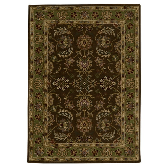 Linon Trio Traditional Area Rug Collection, Brown and Green, 5' x 7'