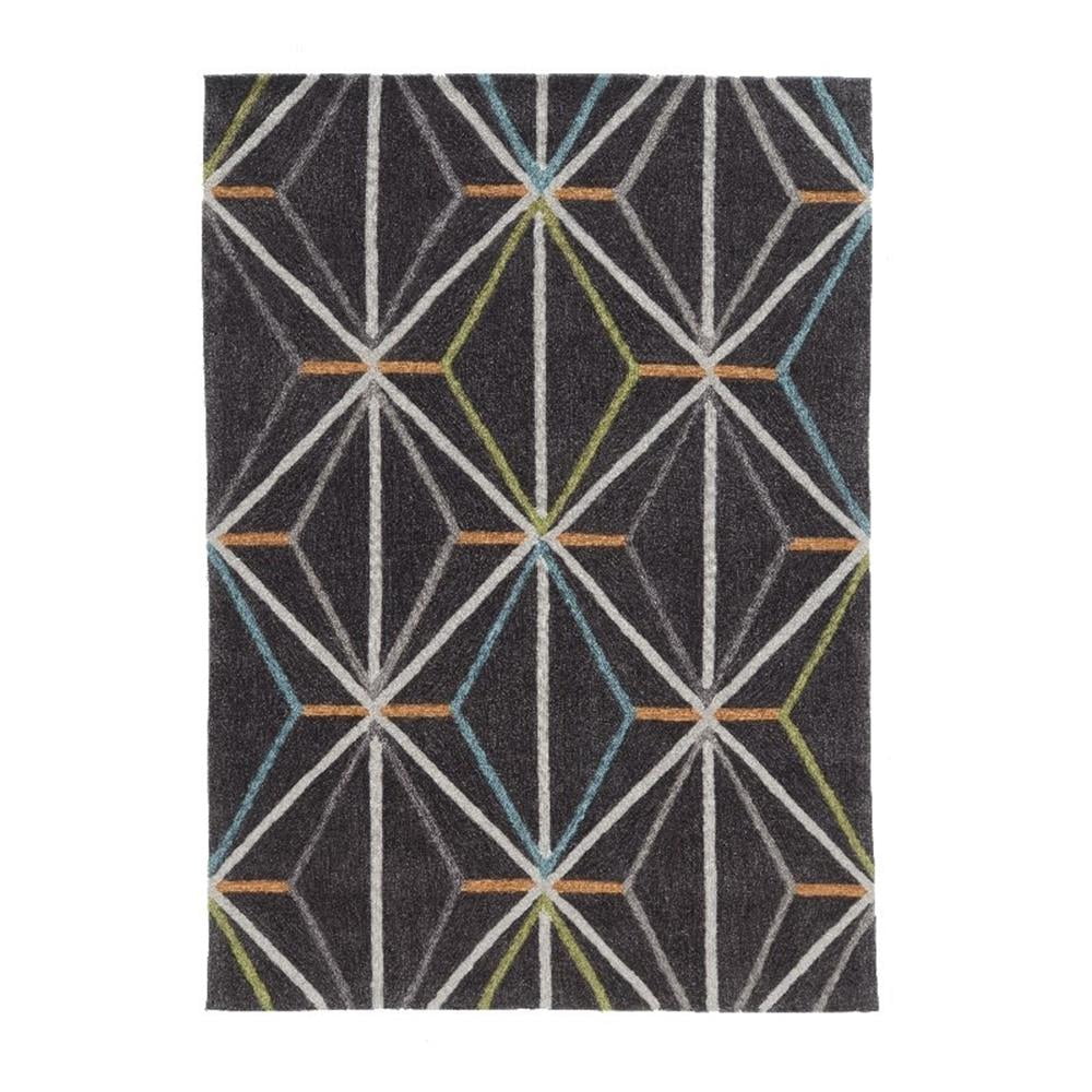 Linon Tripoli Prisma Hand Tufted Polyester 5'x7' Rug in Charcoal ...