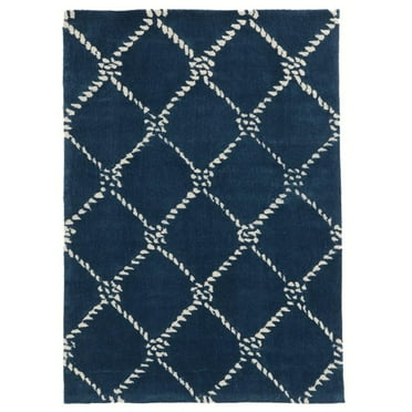 Linon Tripoli Rope Hand Tufted Polyester 2'x3' Rug in Navy