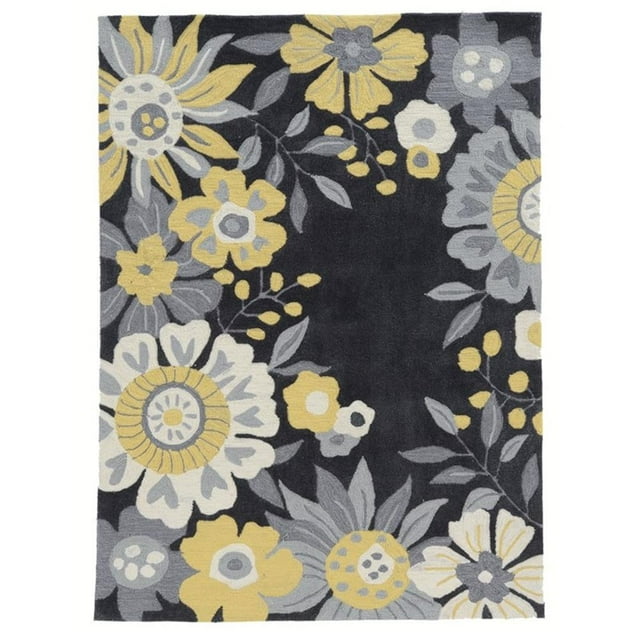 Linon Tripoli Wildflower Hand Tufted Polyester 2'x3' Rug in Gray