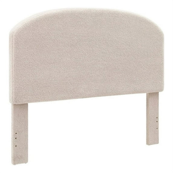 Linon Tristan Full Queen Sherpa Upholstered Rounded Headboard in Off White