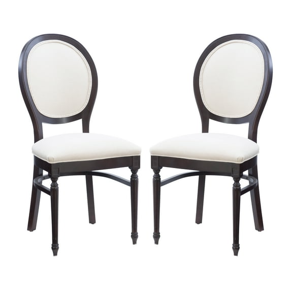 Linon Tryon Set of 2 Dining Chairs with Cushioned Seat and Backrest, Brown/Gray