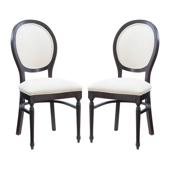 Linon Tryon Set of 2 Dining Chairs with Cushioned Seat and Backrest, Brown/Gray