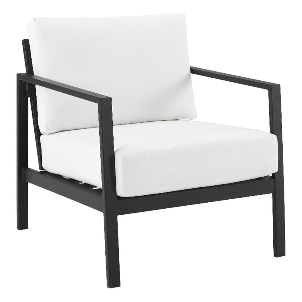 Linon Turner Lightweight Aluminum Patio Chair with White Cushions in ...