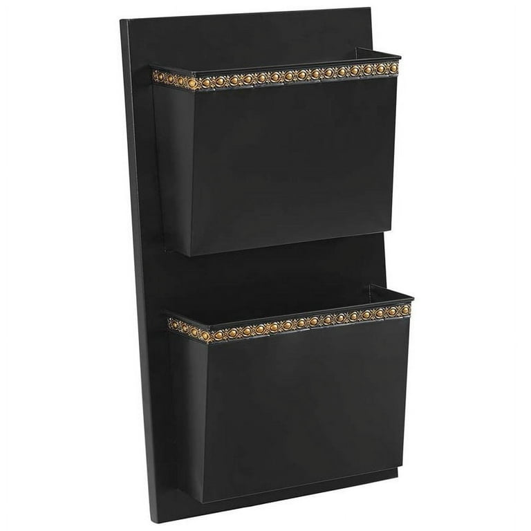 2-Slot Black and Gold Dots Wall Mailbox 2-Slot Black and Gold Dots Wall Mailbox
