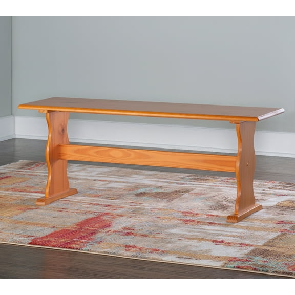 Linon Varden Farmhouse Dining Bench, Honey Brown