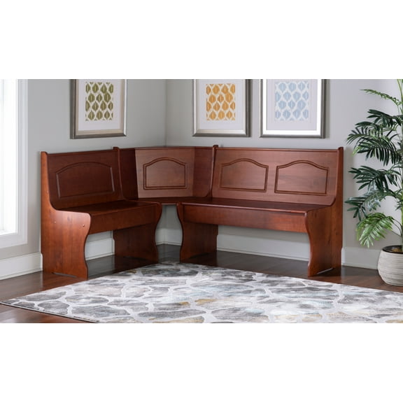 Linon Varden Farmhouse Corner Dining Breakfast Nook with Storage. Walnut