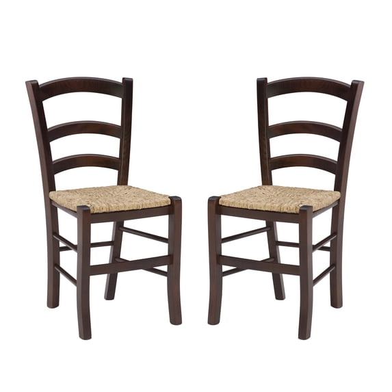 Linon Varney Indoor Ladder Back Dining Chair, Set of 2, Walnut