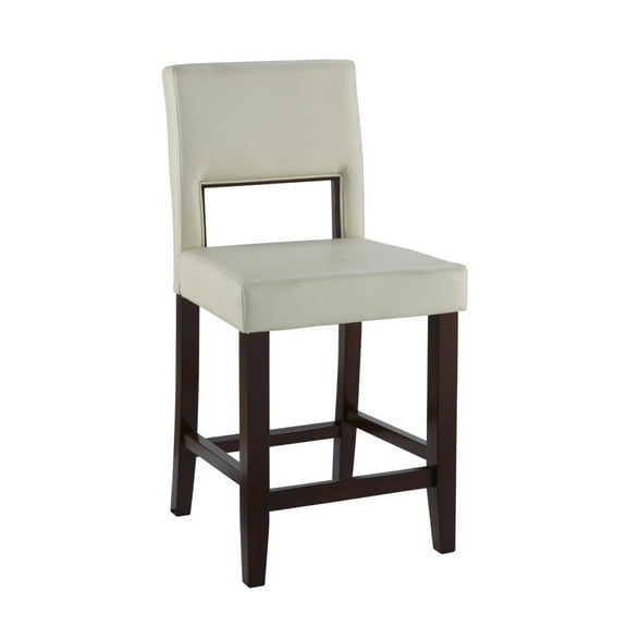 Linon Vega 25" Mid Back Indoor Upholstered Counter Stool, Espresso/ White Faux Leather