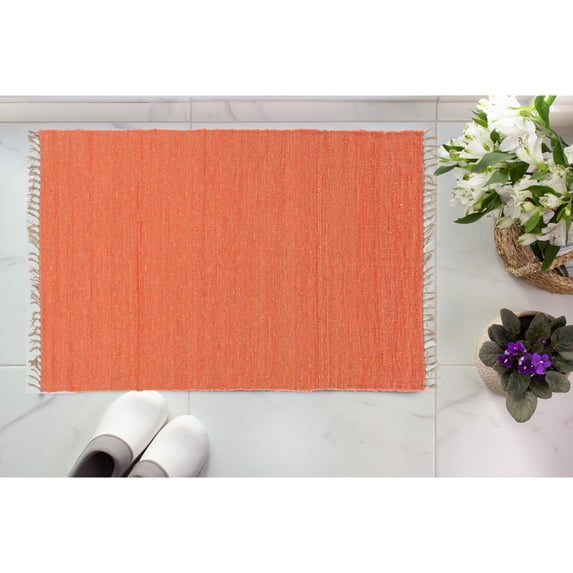 Contemporary Home Living 1.75' x 2.75' Reversible Handwoven Solid Area Throw Rug - Coral Orange