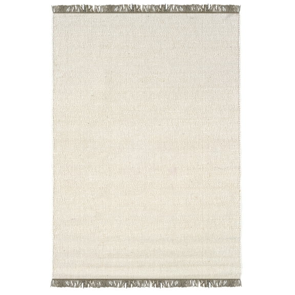 Linon Home Decor Verginia Berber Boucle Wool Rug Ivory 7'10" x 10'4" Wool 0.25 - 0.5 inch Reversible,Handmade 8' x 10' Indoor,Handmade Living Room