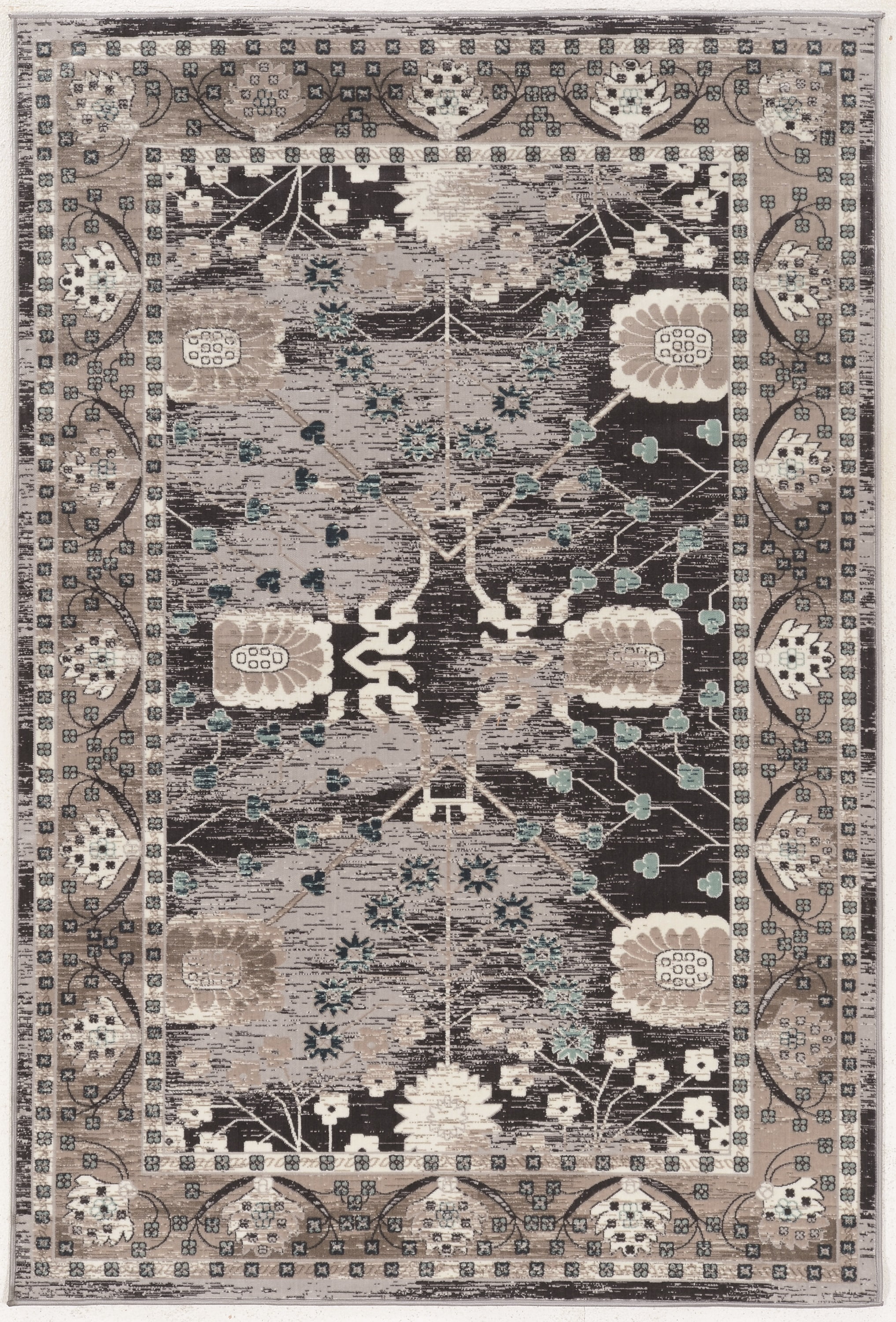 Gray and Charcoal Vintage Wool 2' x 3' Rug