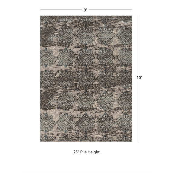 Linon Vintage Clara Power Loomed Microfiber Polyester 2'x3' Rug in Gray