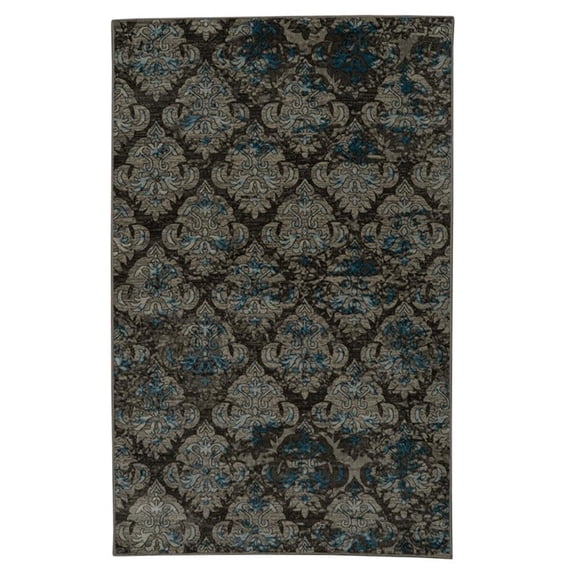 Linon Vintage Clara Power Loomed Microfiber Polyester 8'x10' Rug in Gray