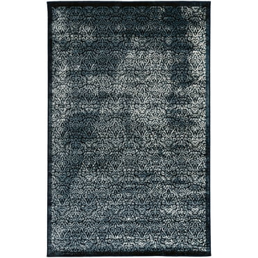 Linon Vintage Ilussion Power Loomed Microfiber Polyester 5'x7'6" Rug in Navy