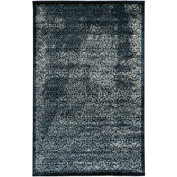 Linon Vintage Ilussion Power Loomed Microfiber Polyester 9'x12' Rug in Navy