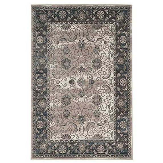 Linon Vintage Isfahan Power Loomed Microfiber Polyester 2'x3' Rug in Gray