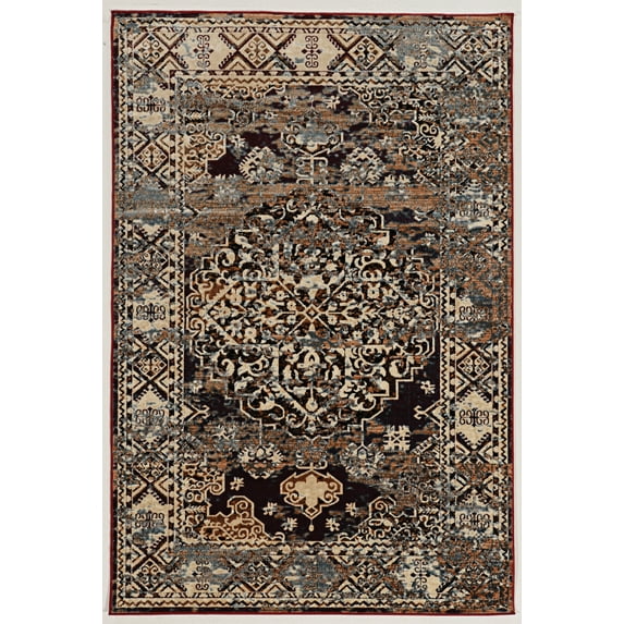 Linon Home Décor Vintage Area Rug or Runner Collection, Beige and Blue, 2' x 3'