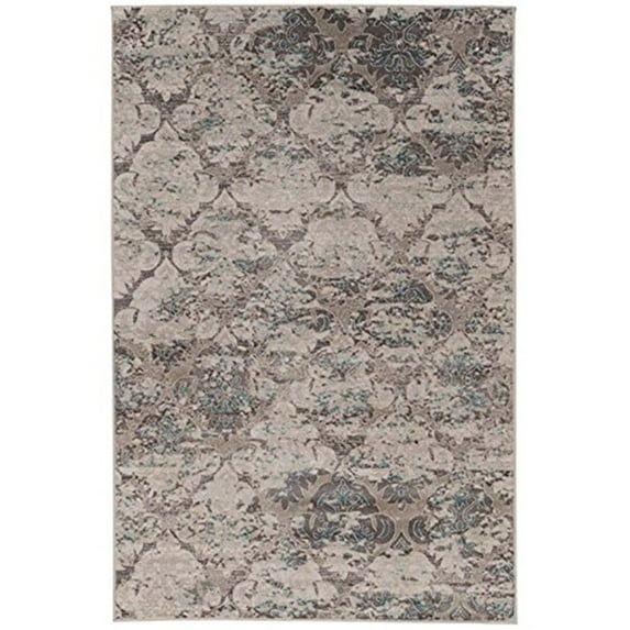 Linon Vintage Trellis Power Loomed Microfiber Polyester 2'x10' Rug in Gray