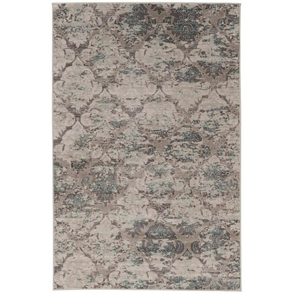 Linon Vintage Trellis Power Loomed Microfiber Polyester 2'x3' Rug in Gray